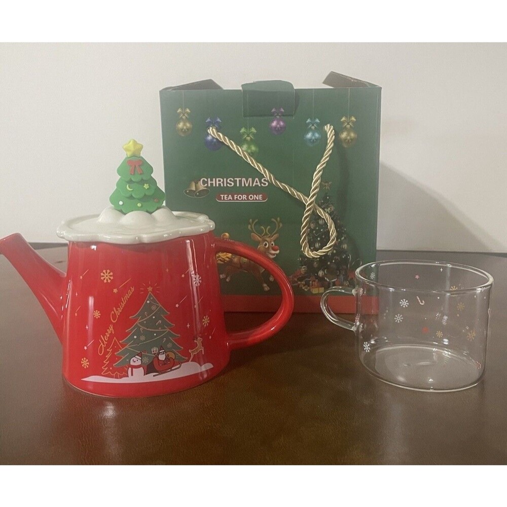 Christmas Tea Serving Set for One Tree Gift Box